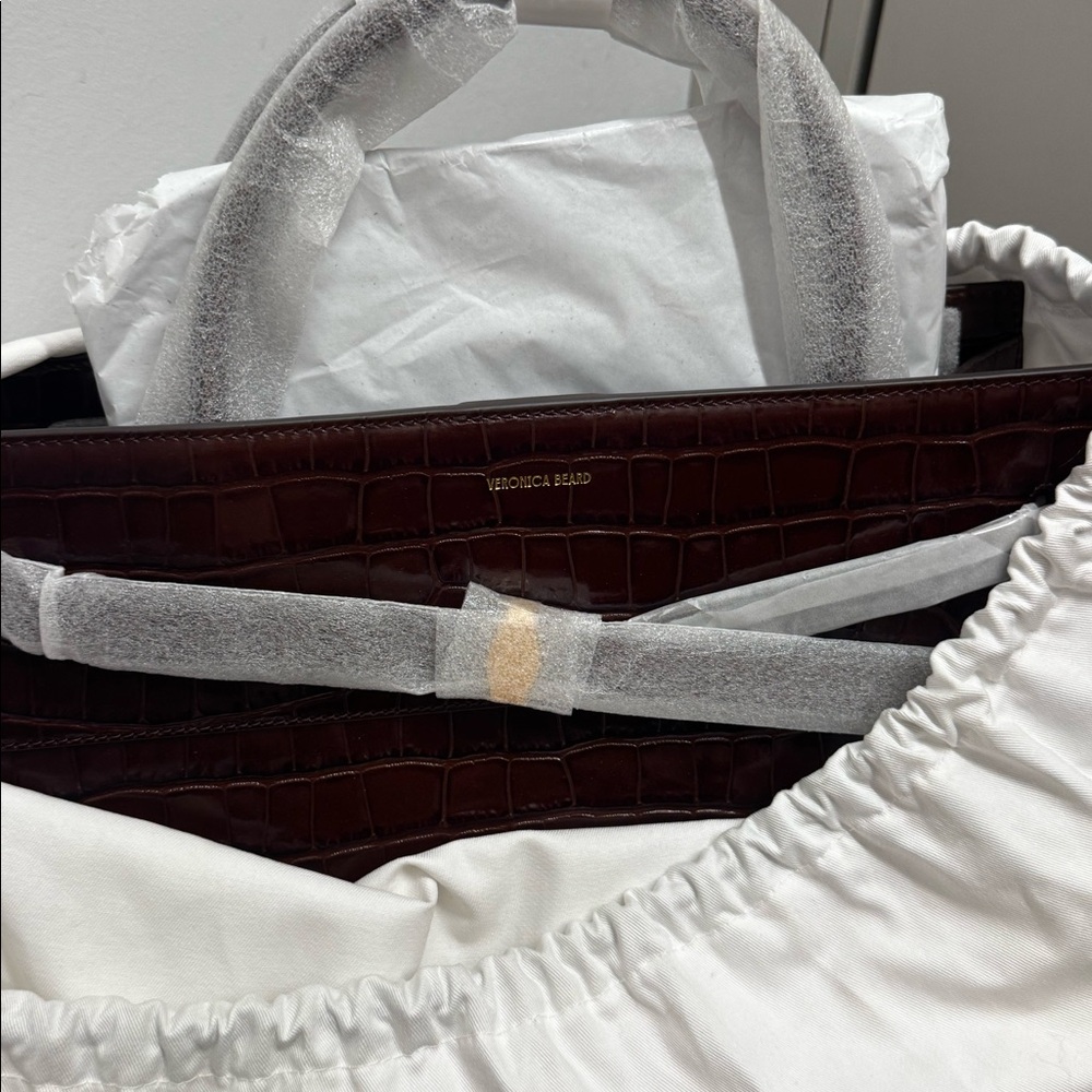 Veronica Beard Dash Bag: Croc-Embossed Leather Belted Handbag - Picture 5 of 5